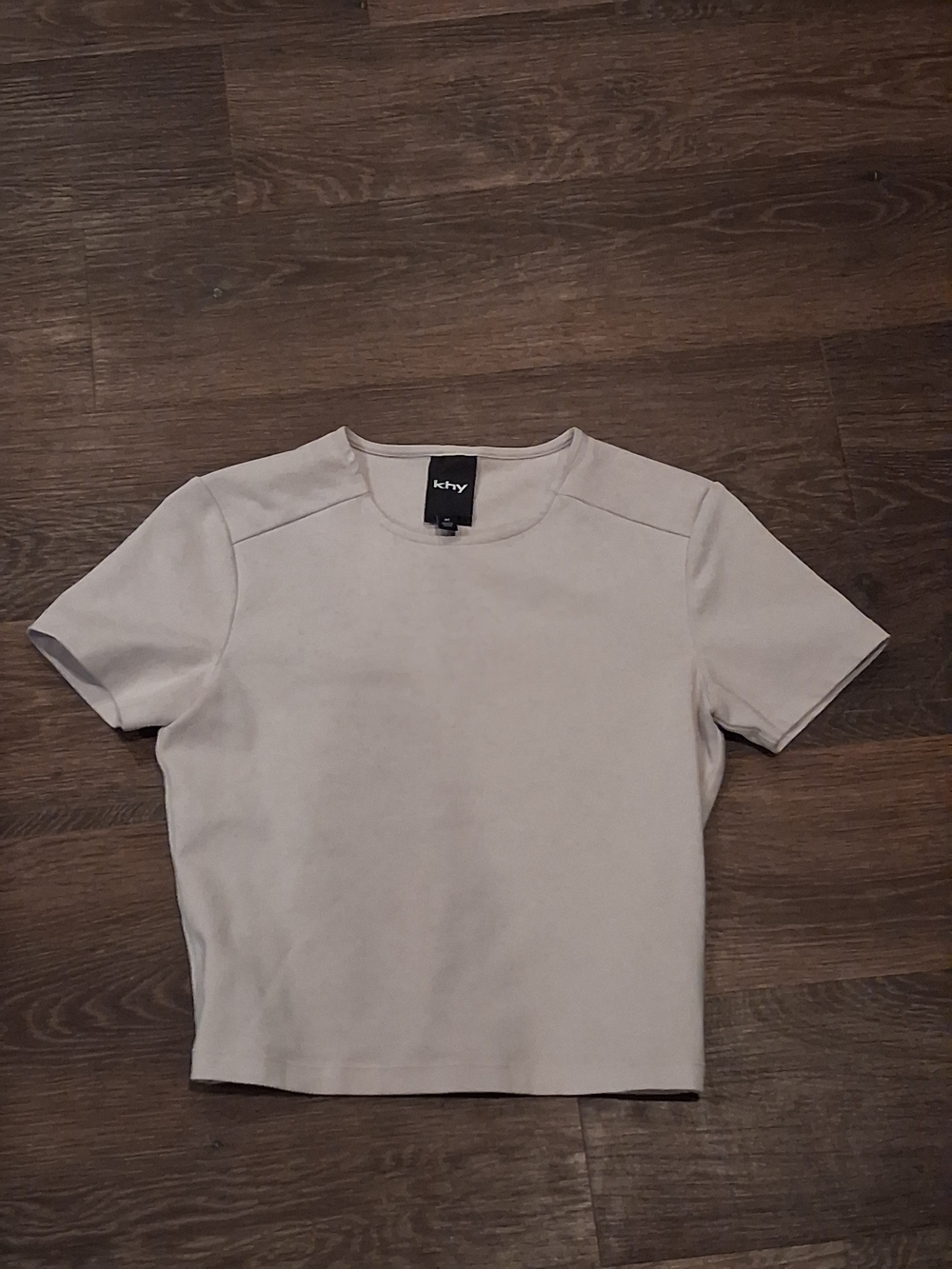 Khy Crewneck Cropped Tee in Light Beige